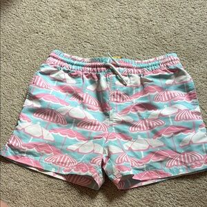 The Beaufort Bonnet Company Pink and Blue Kids Swim Trunks
